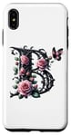 Coque pour iPhone XS Max Letter B Initial Floral Monogram Rose Pink Flower Butterfly