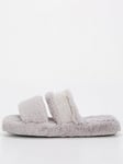 Tommy Hilfiger Faux Fur Slip On Slippers - Grey, Grey, Size 41/42, Women