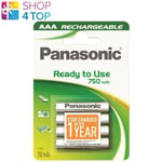 4 Panasonic Rechargeable AAA Ready To Use Batteries 750mAh Nimh 1.2V 4BL Neuf