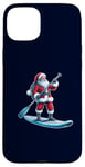 iPhone 15 Plus Stand-up Paddleboarding Santa Funny Hobbies Christmas Pajama Case