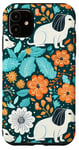 Coque pour iPhone 11 Motif Teckel Ethnique Fleurs Turquoise pour Weiner