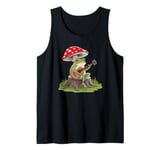 Cottagecore Kawaii Frog Playing Guitar Under Mushroom Cute Tank Top