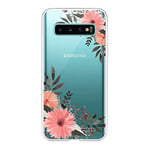 Evetane - Coque Silicone Compatible Samsung Galaxy S10 Plus - Protection Intégrale 360, Fine et Transparente - Coque Avant & Arrière - Haute Résistance - Fleurs Roses