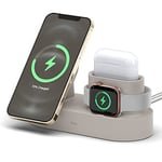 elago MS Charging Station 2 - Compatible with iPhone 16/15/14/13/12 Series, AirPods 4, AirPods Pro 2, AirPods Pro, AirPods 3 and All Apple Watch Series [Charging Cables Not Included] (Stone)