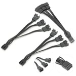 3x Fan Extension Cable Wire 1 To 3 4‑Pin Connector Splitter Adapter Power Conver