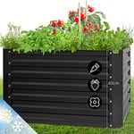 blumfeldt Jardinieres Exterieur Surélevées, Pot de Fleur Exterieur pour Les Fleurs, Herbes, Fruits, Légumes, Bac Jardiniere Balcon, Potager sur Pied, Acier Ultra Solide, 600L, 100 x 60 x 100cm, Beige