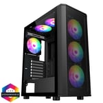 CiT Air Max Airflow Black ATX Gaming Case - Mesh Front Glass Side - 6xARGB Fans