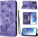 Housse Protection Pour Samsung Galaxy S21 Fe 5g 6.4 Pouces Matériau En Cuir Pu Coque Galaxy S21 Fe 5g Avec Fentes Pour Cartes Coque S21 Fe 5g Samsung Violet