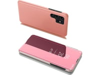 Hurtel Clear View Case Flip Fodral Samsung Galaxy S22 Ultra Rosa