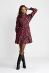 Liv Cord Print Dress - Dark Red