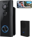 Sonnette sans Fil avec Caméra, 4MP UHD Sonnette sans Fil Exterieur Etanche avec Support Multi-Angle, Détection Mouvement PIR, 2.4G WiFi, Audio Bidirectionnel, Compatible avec Alexa.[G69]