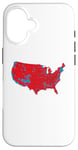 Coque pour iPhone 16 Red Wave Carte des États-Unis dans l'élection présidentielle de 2024