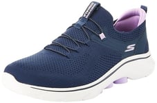 Skechers Women's GO Walk 7, Navy Textile/Lavender Trim, 8 UK