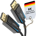 KabelDirekt - Câble DisplayPort 8K, blindage AIS spécial complet – 1,5 m (pour moniteurs/cartes graphiques/PC/portables de jeu DP 1.4 avec 8K à 60 Hz, 4K à 120 Hz et 144 Hz/165 Hz/240 Hz ultra-rapide)