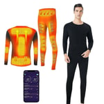 Heating Thermal Underwear Set For Men ,usb Electric Heated Underwear Base Layer Top And Bottom Long Johns Set male-M