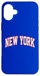 Coque pour iPhone 16 Plus Retro New York Hommes NY Bleu Orange Femmes Vintage NY Blanc Tee