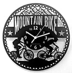 Instant Karma Clocks Wall Clock Mountain Bike Cycling Bicycle Hiking Tour, HDF Wood Coated Finish Black Color