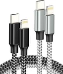 Cable Iphone Usb C 1M+2M -Lot De 2,Certifiés Mfi Cable Usb C Vers Lightning Rapide 27W,3A Tress És En Nylon Usb C Cable Iphone Compatible Avec Iphone 13/12/11/Pro Max/Xs/Xr/X/8/7/7Plus/6S/6