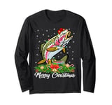 Xmas Lighting Decor Santa Hat Rainbow Trout Fish Christmas Long Sleeve T-Shirt