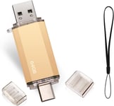 Clé USB 64 Go 2 en 1 USB C Flash Drive 64 Go OTG Type C USB 2.0 Type C Memory Stick 64 GB pour OTG Android Appareils TéLévision (Or)(Q287)