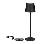 V-TAC Lampe de Table sans Fil LED Dimmable avec Commandes Tactiles - Lampe Noire pour Intérieur et Extérieur IP54 pour Maison, Restaurant, Bureau - Batterie 4400 mAh - Lumière Blanc Chaud 3000K - 2W