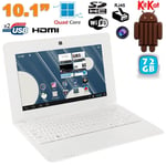 Netbook Android Ordinateur Ultra Portable 10 Pouces Wifi Ethernet 72Go Blanc YONIS