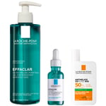 La Roche-Posay Breakout-Fighting Set- High Strength: Effaclar Micro-Peeling Cleanser, Anti Blemish Serum and SPF50+