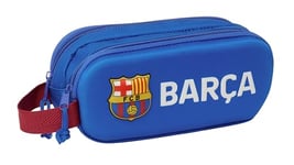 Safta F.C. Barcelona 3D – Double 3D Pencil Case, Children's Pencil Case, Ideal for School-Age Children, Comfortable and Versatile, Quality and Resistance, 21 x 6 x 8 cm, Navy Blue, Navy, Estándar,