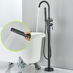 Floor Mounted Free Standing Bathtub Faucet Shower Mixer Taps Tub Filler Black