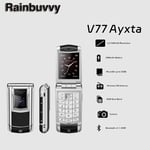 Rainbuvvy V77 Ayxta 2G Feature Phone Flip Phone 2,4 pouces Support Double SIM Standby FM Music Player Noir et Argent