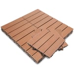 Dalles de terrasse en bois composite wpc lot de 33 Dalles de Jardin Piscine Dalle Clipsable pour Terrasse Salle de Bain Spa - 30x30cm Marron 3m2