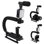 Handheld Video Camera Stabilizer With LED Light Mic U Shape Camera Stabiliz New