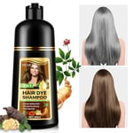 500ML Shampoing Colorant, 3 IN 1 Shampooing Teinture Cheveux Instantanée, Hair Dye Shampoo pour cheveux pour couvrir les cheveux gris (#5 Brun foncé)