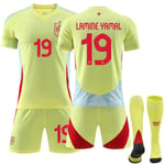 UEFA Euro 2024 Spanien Borta Fotbollströja Barn Vuxen Kit Nr 19 Yamal 28