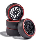 Carson 500900157 1:10 Jeu de Roues Drift (4) Noir/Rouge - Accessoires pour modèles réduits, pièces détachées, Tuning, pneus, Jeu de pneus