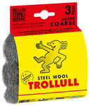 TROLLULL Steel Wool | Wire Wool Pads, 3 DIY Pads coarse 3 enhances the natural grain of wood, cleans glass, roughens old varnish or paint