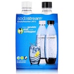 SodaStream DuoPack Lot de 2 Bouteilles de Rechange pour Machine à gazéifier avec mécanisme à clic - 2 Bouteilles en Pet de 1 l - Noir et Blanc