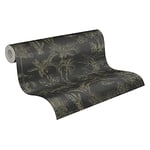 Jungle Wallpaper Cuba Non-Woven 10.05 m x 0.53 m Metallic Black Made in Germany A.S. Création 380215 38021-5