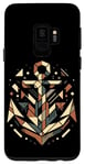 Coque pour Galaxy S9 Symbole de la mer ancre cool dans le style art cubisme Noël