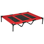 PawHut Raised Dog Bed Cooling Elevated Pet Cot with Breathable Mesh for Indoor Outdoor Use Red, XX Large, 122 x 92 x 23cm