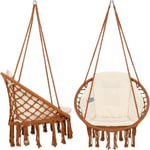 Fauteuil Suspendu Exterieur en Macramé Tressé La Chaise Suspendue Boho Ajoute du Style Fauteuil Suspendu Assise Rembourrée.[Q946]