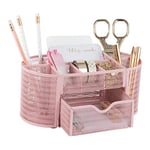 Blu Monaco Organiseur de bureau rose – Accessoires de bureau pour fille – Construction en métal robuste – Rangement de fournitures de bureau pour la maison ou le bureau – Organiseur de bureau rose –