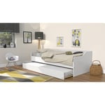 Lit banquette contemporain blanc Harley Blanc SWEET 2 x 90x190cm avec sommiers