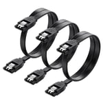 Lot De 3 Cable Sata 3, Câble Sata Iii 45 Cm De Ensemble 3 Pièces Sata Iii 6.0 Gbps, Noir[CAB131307]