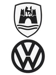 BRISA VW Collection Lot de 2 aimants Volkswagen en Caoutchouc pour réfrigérateur, Tableau magnétique, Tableau Blanc, Tableau d'affichage (Logo VW & blasons Wolfsburg)