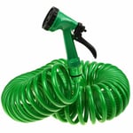 15m 50ft Retractable Coil Garden Hose Pipe Reel With Water Spray Gun Nozzle