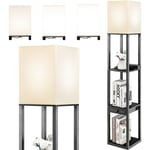 Relax4life - Lampadaire Salon sur Pied avec 1 Tiroir 2 Ports de usb Ampoule E27, Lampadaire Étagère usb 160cm à 3 Étagères, Lumière Décoration pour