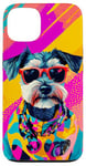 Coque pour iPhone 13 Figurine schnauzer miniature tendance et colorée Pop Art