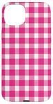 iPhone 15 Plus Pink Checkered Plaid Flannel Gingham Pattern Checker Rustic Case