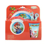 My sweety pop - Set de vaisselle pour enfant - coffret repas - ensemble 5 pièces - Assiette - Bol - Verre - Fourchette – cuillère - Super Mario - Garcon